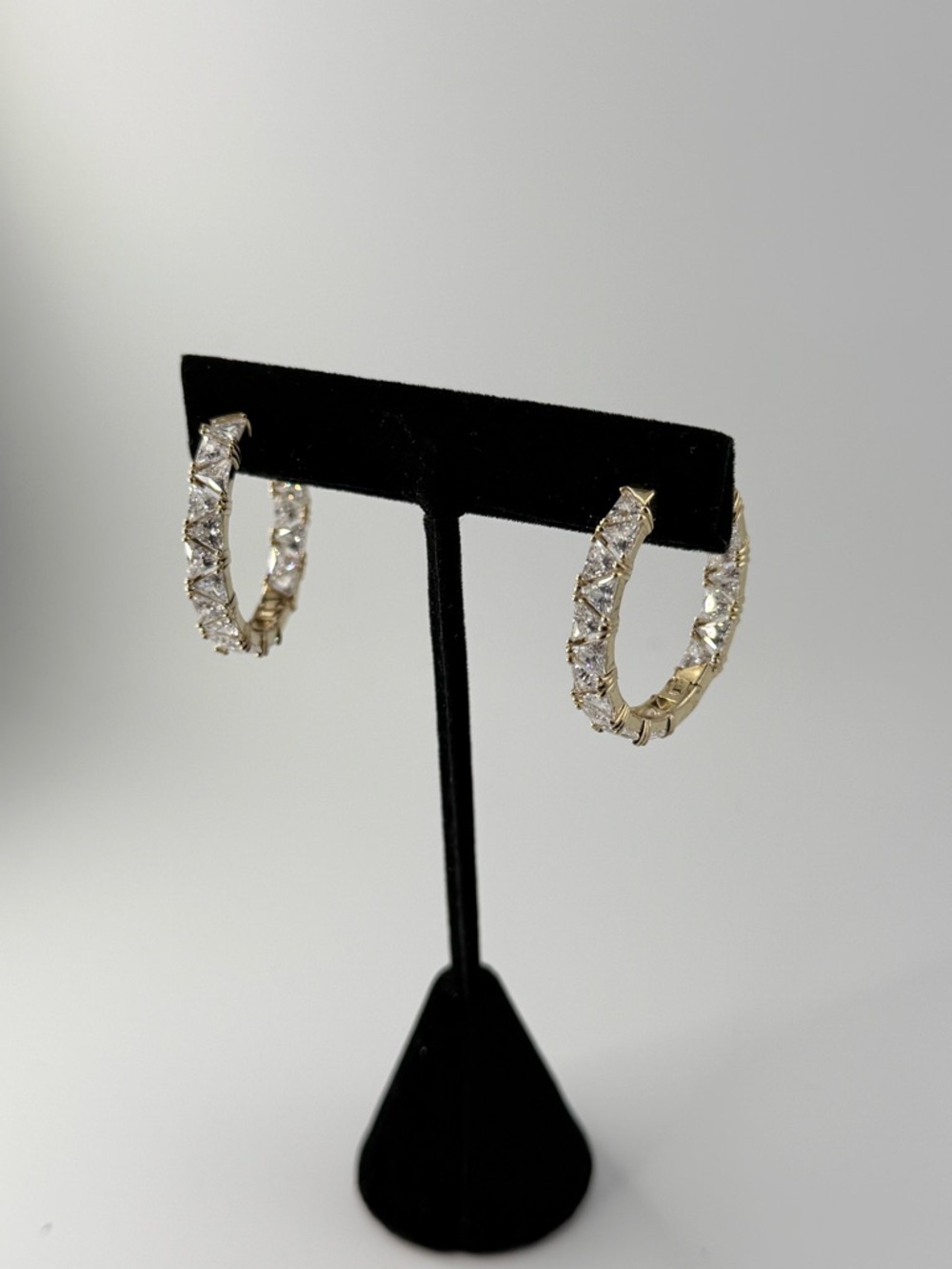 Hoop Earrings with Clear CZ Stones - Elegant Women’s Jewelry - Picture 2 of 3